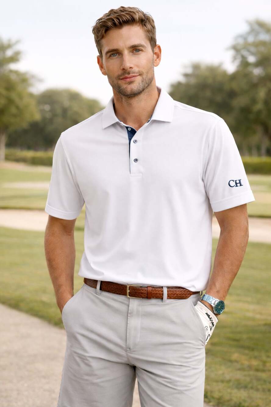 FootJoy Men's Stretch Pique Solid Golf Polo Shirt Short Sleeve White Size L
